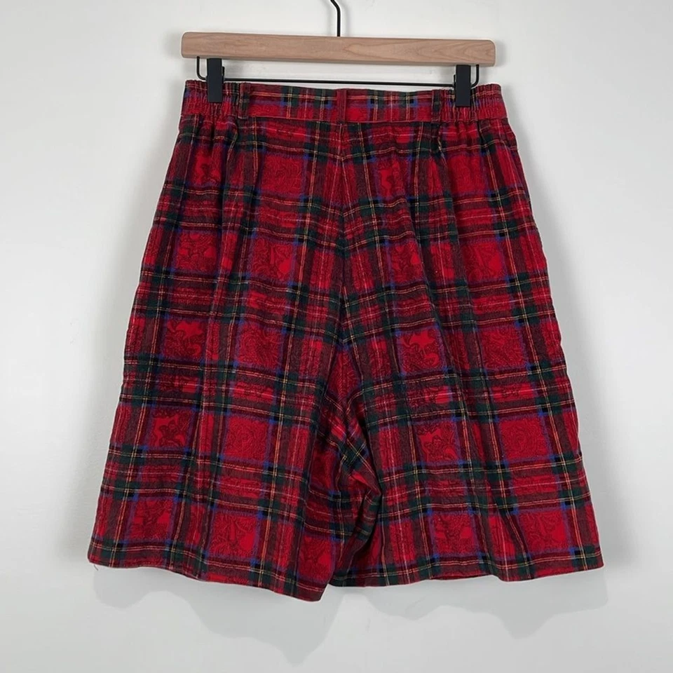 Pantalones Cortos Vintage Counterparts Culottes Mujer’s 12 Pana Rojo Paisley Cuadros Foto 4 de 4