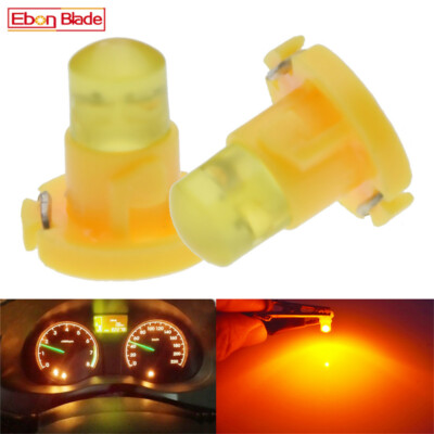 2Pcs T4.2 10mm LED Bulb Car Interior Instrument Speedometer Dash Lamp Yellow 12V