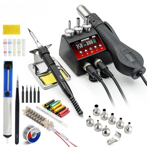 2-in-1 Soldering Station LCD Display 750W Adjustable Temperature Air Flow - Picture 11 of 18