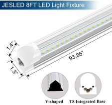 ETL 8FT 24 Pack T8 T12 LED Tube Light Bulbs 90W 8 Foot LED Shop Light Fixture