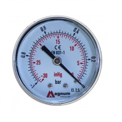 50mm -30 bis 0 Psi -1 bis 0 Bar 1/4''Vakuummessgerät AXIAL Druckluftmesser
