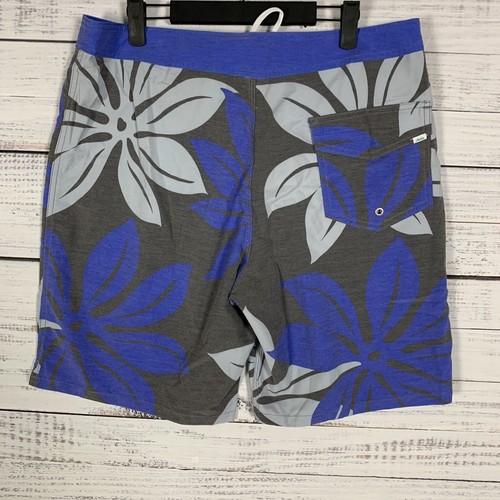 Hobie Hurley Mens Board Shorts Sz 34 9" Inseam Blue Gray Floral Stretch Surfing - Picture 4 of 8