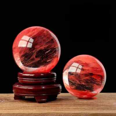1pc red smelting quartz sphere crystal polished ball healing decor