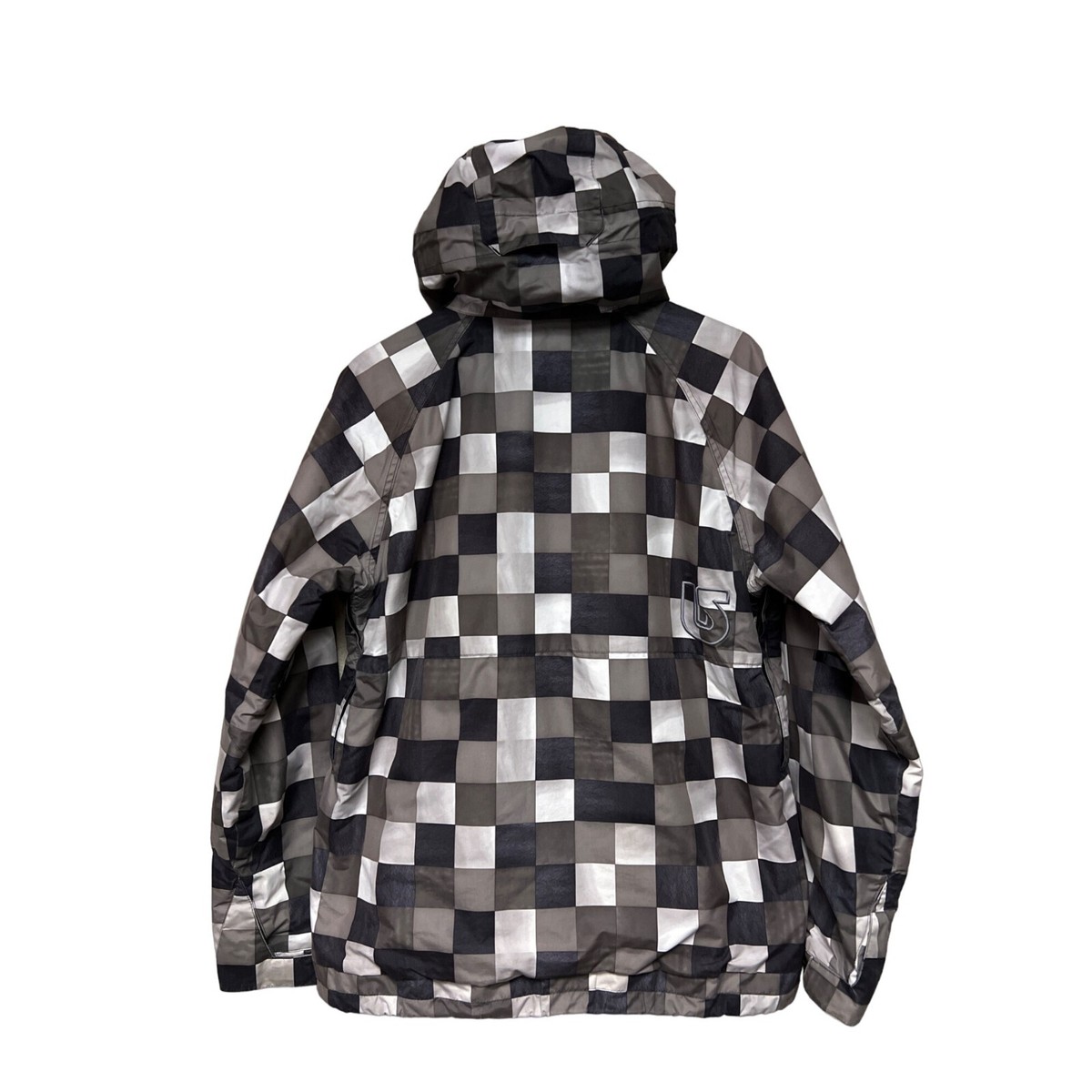 Burton Dry-Ride Checkered Pattern Full Zip Grey Taupe White