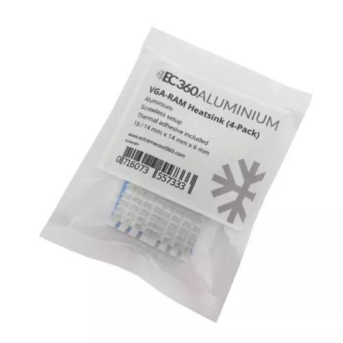 EC360® ALUMINIUM 4-Pack VGA-RAM Kühler (18/14 x 14 x 6 mm) SelbstklebendHeatsink