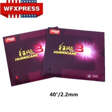 2PCS DHS Table Tennis Ping Pong Rubber Hurricane 3,Thickness 2.2mm/40&deg;,Red+Black