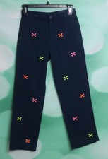 Vineyard Vines Size 10 Embroidered Neon Fishbone Skeleton Preppy Pants