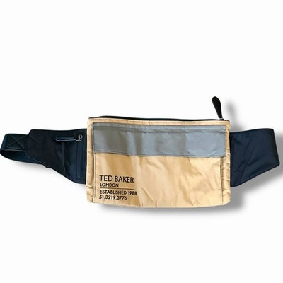 TED BAKER Feddy Color-block Woven Bumbag in Tan Fannypack Travel Outdoor