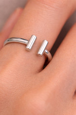 Minimalist Open Sterling Silver Ring Adjustable Modern Bar Design Stamped 925