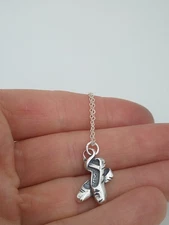 ballet necklace sterling silver 18" chain ballerina pendant dance shoes charm