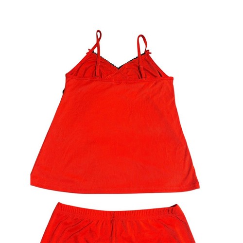 Love to Sleep Pajama Set 2 Piece Womens Size Large Red Black Cami Capri Bottoms - Picture 12 of 14