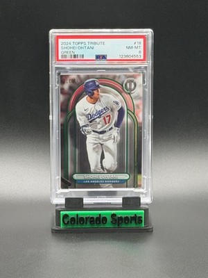 SHOHEI OHTANI 2024 Topps Tribute #18 Green 17/99 (Jersey #) PSA 8 NM-MT