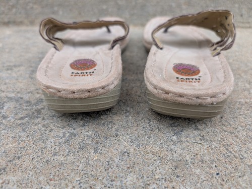 Earth Spirit Hickory Beaded Leather Boho Flip Flop Thong Womens Size 8 Sandals - Picture 6 of 14