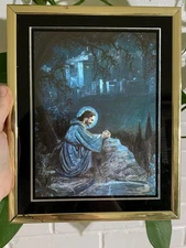 Vintage Dufex Foil Print of Christ in Gethsemane, 8.25x10.25”