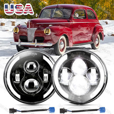 New For Ford Deluxe 1939 1940 1941 1942-1951 7 Inch Round Led Headlights 2x