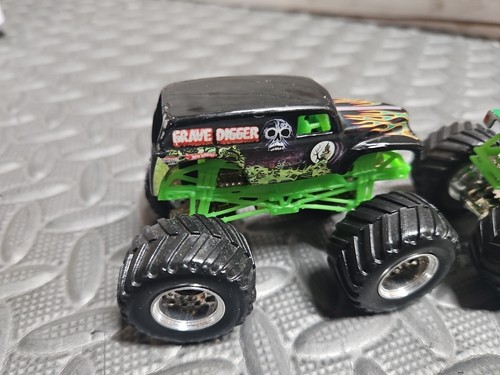 2 Grave Digger Monster Trucks 1 Chrome 1 Black - Picture 2 of 5