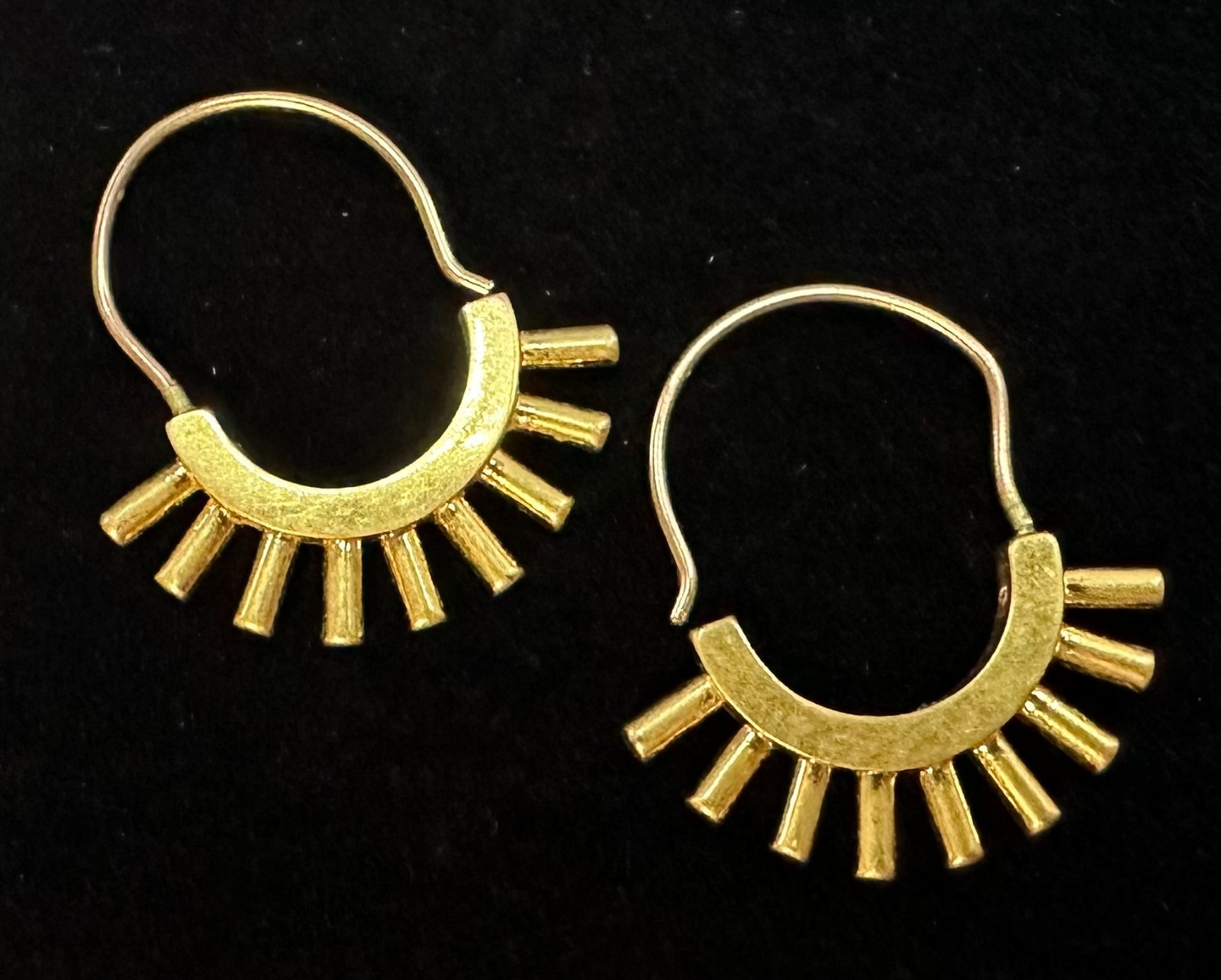 Signed 14K Gold Filled Vtg Sun Style Gold Tone Pierced Earrings Jewelry Lot I