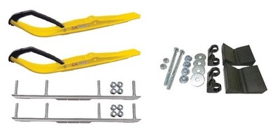 C&A Pro Yellow Razor Snowmobile Skis w/ 4.5'' Shaper Bars Complete Kit Ski-Doo
