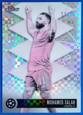 Mohamed Salah Jersey Match 11/30 Pearl Checkerboard 2025-26 Topps Finest UCC