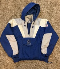 Vintage NFL Dallas Cowboys Starter Pro Line Pullover Jacket Hooded Blue Size L