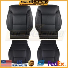 Driver Passenger Bottom Top Leather Seat Cover Blk For 15-19 Silverado 1500 2500
