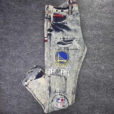 UNK Heritage America Jeans Mens 36 x 34 NBA Basketball Distressed Patches Grunge