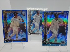 2025 Topps Holiday Jazz Chisolm Jr Blue Metallic Glitter & Lights W/ Base Yankee
