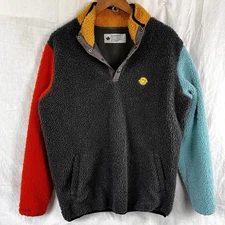 Dutch Bros Coffee Sherpa Fleece Pullover Color Block Thick Pile Unisex XL Jacket