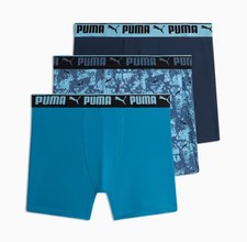 PUMA Boxer Briefs Mens XL Athletic Fit DryCell Crackle Stretch 3 Pairs Blue