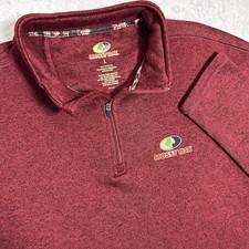 Mossy Oak 1/4 Zip Pullover Fleece Sweater Men's L Burgundy Knit Hunting Outdoors