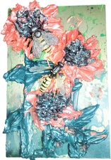 Hand Painted Impasto 3d Sunflower on Wood -Thick Sculpting Acrylic 11.8 by 7.9