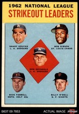 1963 Topps #9 Sandy Koufax NL Strikeout Leaders 6 - EX/MT