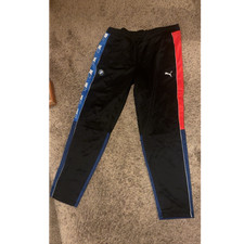 Puma Bmw Motorsport Track Pants Men Xl Black Blue Red Colorblock Elastic Waist