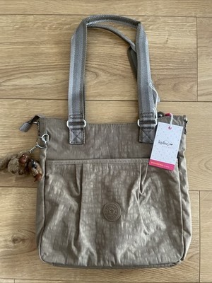 Kipling Multicompartment Nylon Schultertasche Simona Hazel Brown Farbe NEU Monkey