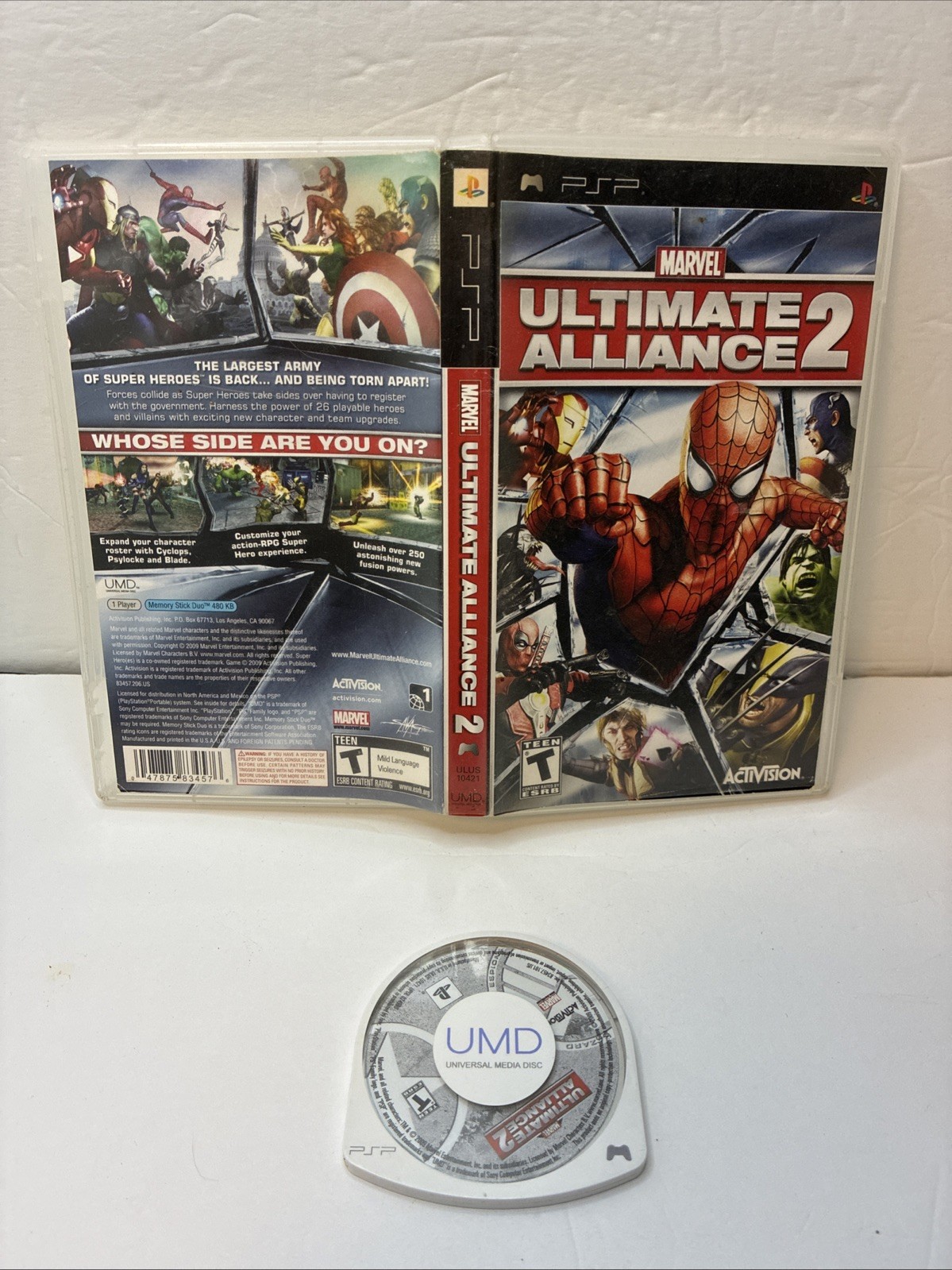 Marvel Ultimate Alliance 2 Sony PSP DISC ONLY Tested Works NO MANUAL UMD BROKEN