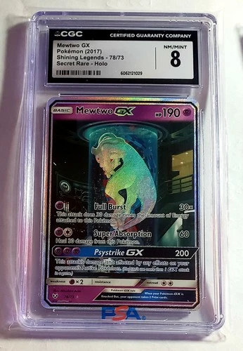 2017 Pokemon Shining Legends Mewtwo GX SECRET RARE 78/73 CGC 8