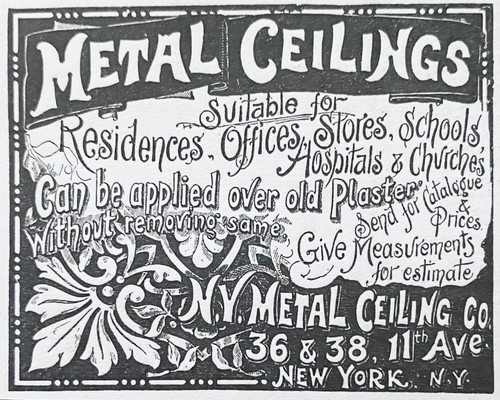 1893 N.Y.METAL ROOF CO Ciudad de Nueva York ~ ¡Anuncio impreso Art Nouveau victoriano original! - Imagen 1 de 3
