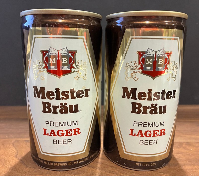(2) 12 oz Vintage MEISTER BRAU Pull Tab Beer Cans Miller Co. MILWAUKEE WISCONSIN