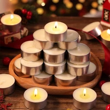 DEVI 6H Soy Tea Lights Candles 25 Pack, Unscented White Tealight Candles Bulk...