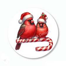 Cardinals Candy Cane Christmas Favors Scrapbook Stickers Holiday Envelope Seals