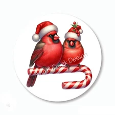Cardinals Candy Cane Christmas Favors Scrapbook Stickers Holiday Envelope Seals
