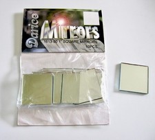 1 INCH DARICE SMALL SQUARE GLASS CRAFT MIRRORS 10 PIECES