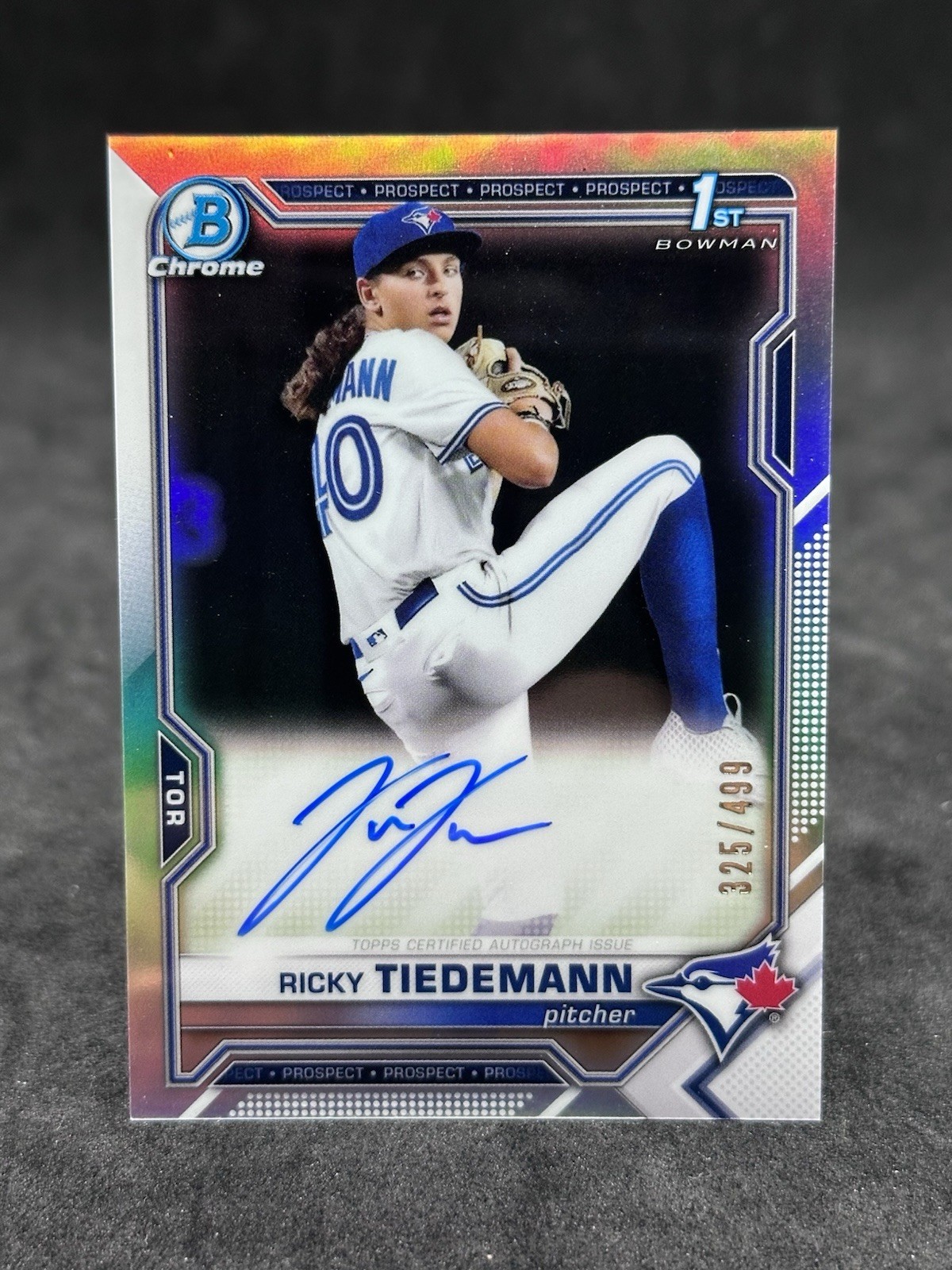 2021 Ricky Tiedemann Refractor Auto /499 Bowman Chrome 1St RC