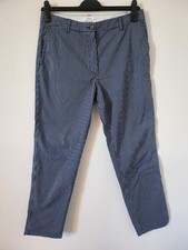 Marks And Spencer Navy And White Stripe Cotton Trousers Ladies Size 12 - Smart