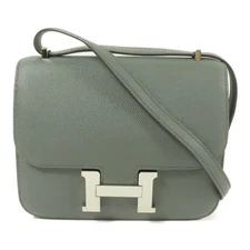 HERMES PHW Constance Mini Shoulder Bag Epsom Leather Vert Amande