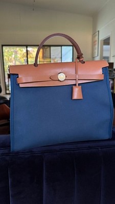 Hermes Herbag 31 Blue/Gold