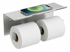 FORIOUS Double Toilet Paper Holder with Shelf Brushed Nickel Stainless Steel