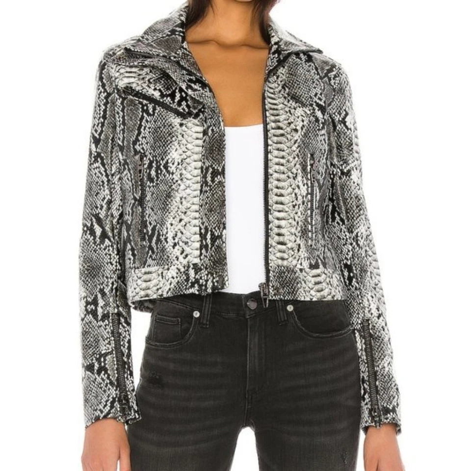 Chaqueta de moto de piel de serpiente sintética BLANK NYC talla S Foto 2 de 4