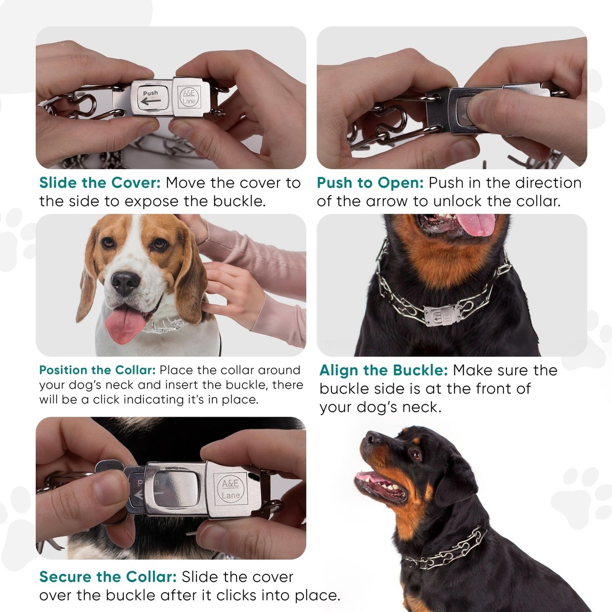 Prong Collar for Dogs - Easy Buckle Prong Collar - 3mm Stainless 