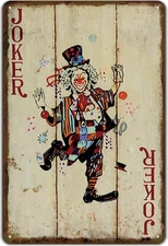 Vintage Poker Joker Wall Decor Metal Sign Retro Tin Sign Wall Decorative Durable